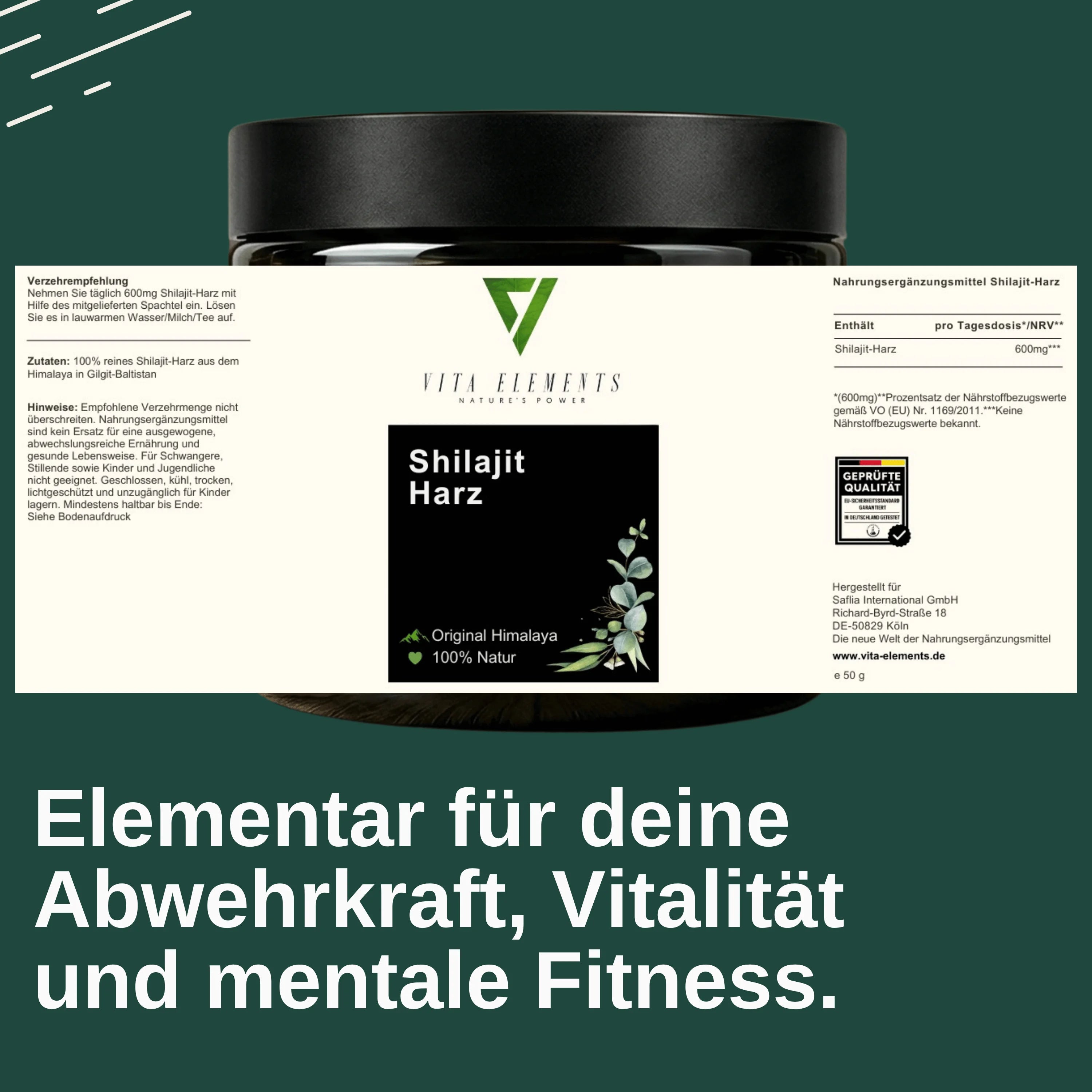 Shilajit Resin | Lab-tested in Germany | Dietary supplement | 100% pure Shilajit resin from the Himalayas | Non-GMO | Gluten- and soy-free | Vegan | 50 grams