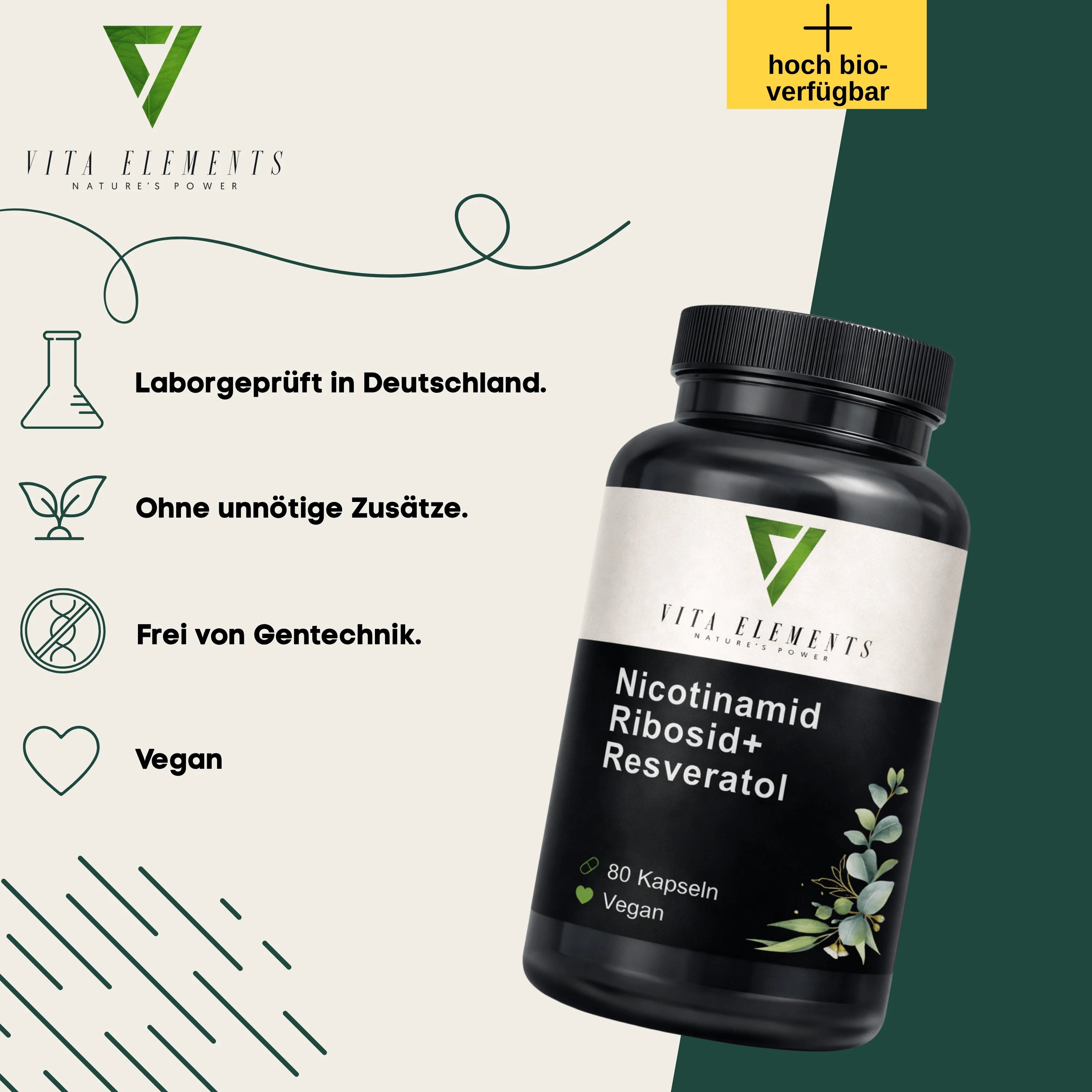 Nicotinamide Riboside NAD+ Capsules | Lab-Tested in Germany | Dietary Supplement | Vegan | No Artificial Additives | Non-GMO | 80 Capsules